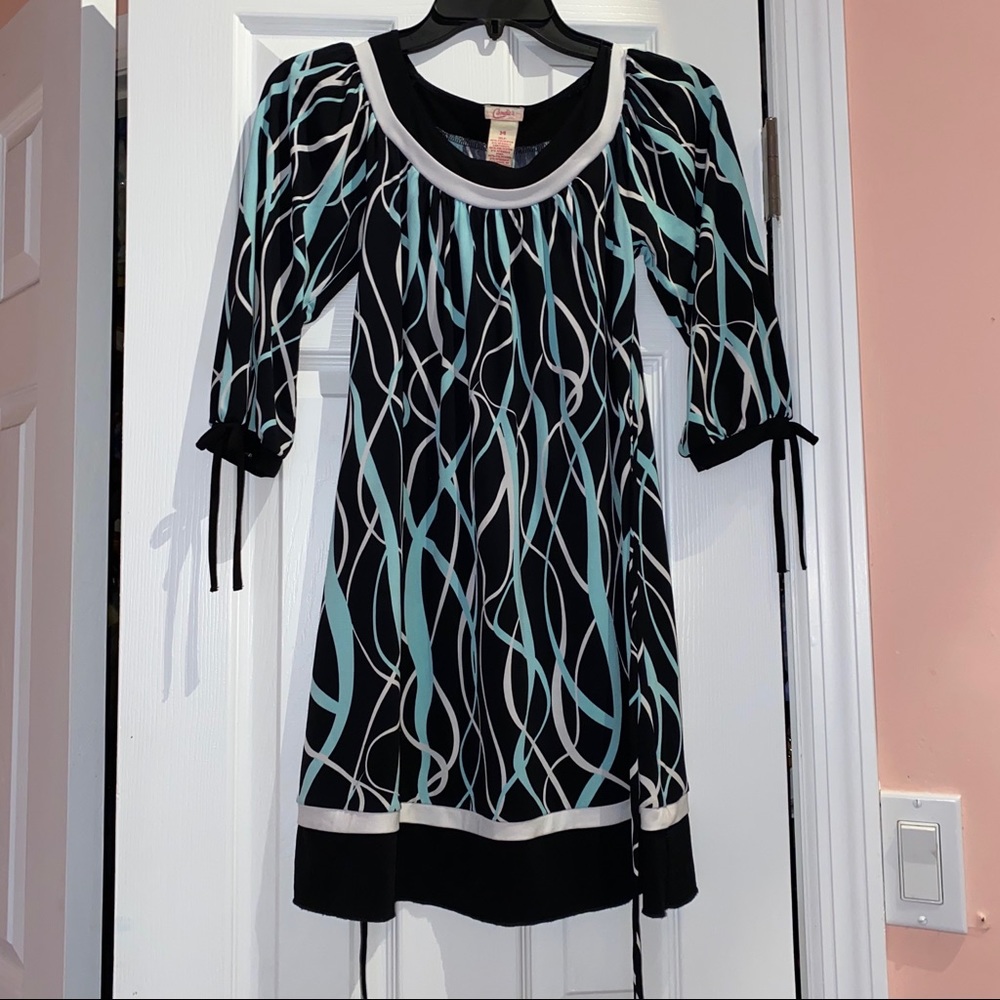 Candie’s Black, Teal, and White Pattern Dress